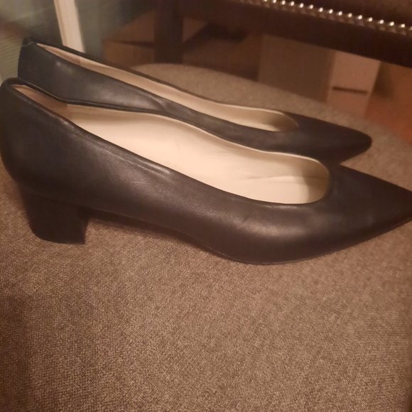 Amalfi Black Leather Block Heel Pump shoe size 12.5 - Picture 4 of 6